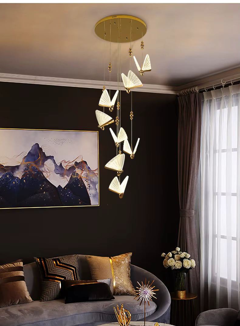 Butterfly design staircase pendant light