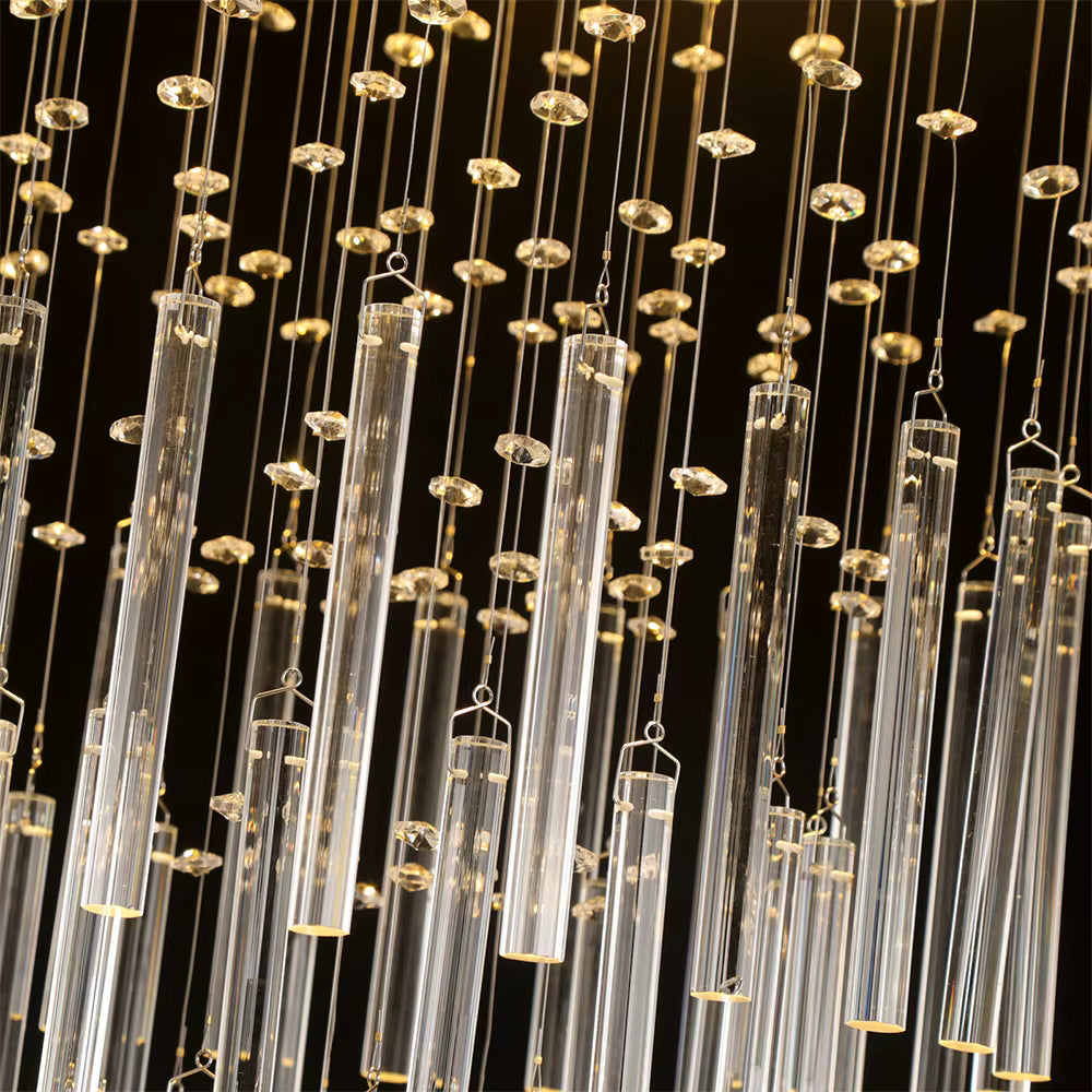 Crystal linear staircase chandelier for lobby