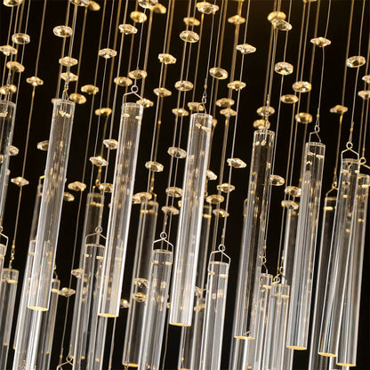 Crystal linear staircase chandelier for lobby