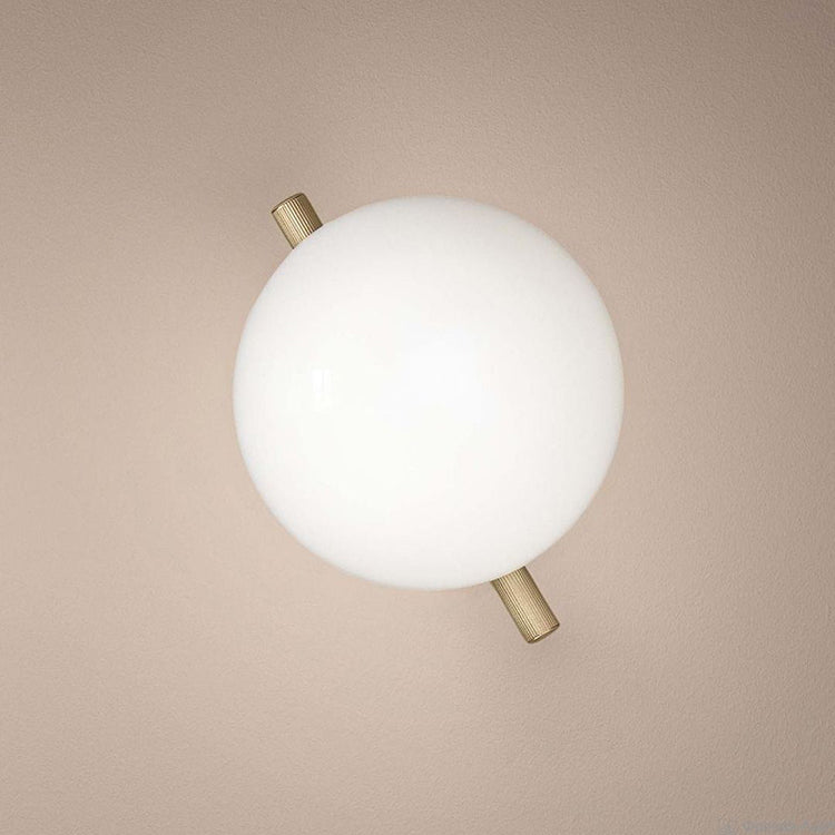 Modern gold and white LED wall lamp with glass shade for bedroom and living room