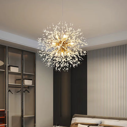 Modern round crystal dandelion pendant light