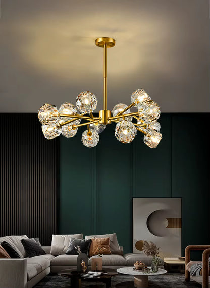 Golden sputnik asymmetric chandelier