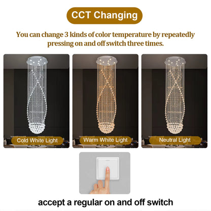 Luxury crystal spiral chandelier for high ceilings