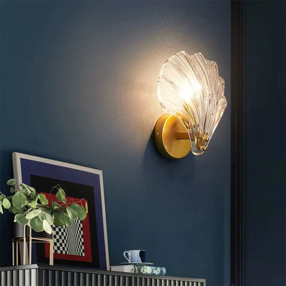 Shell glass wall light