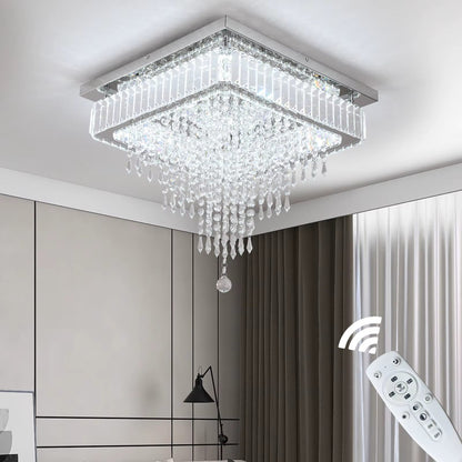 Square crystal ceiling light