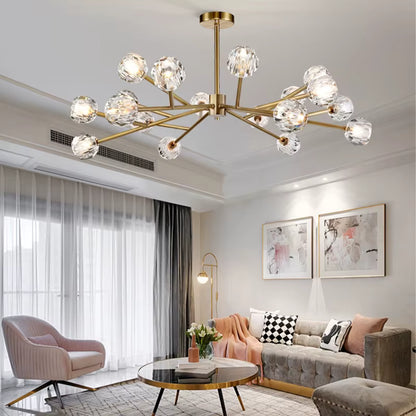 Golden sputnik asymmetric chandelier