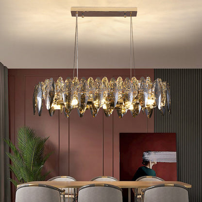 Luxury gold crystal chandelier with round pendant design for dining and living spaces