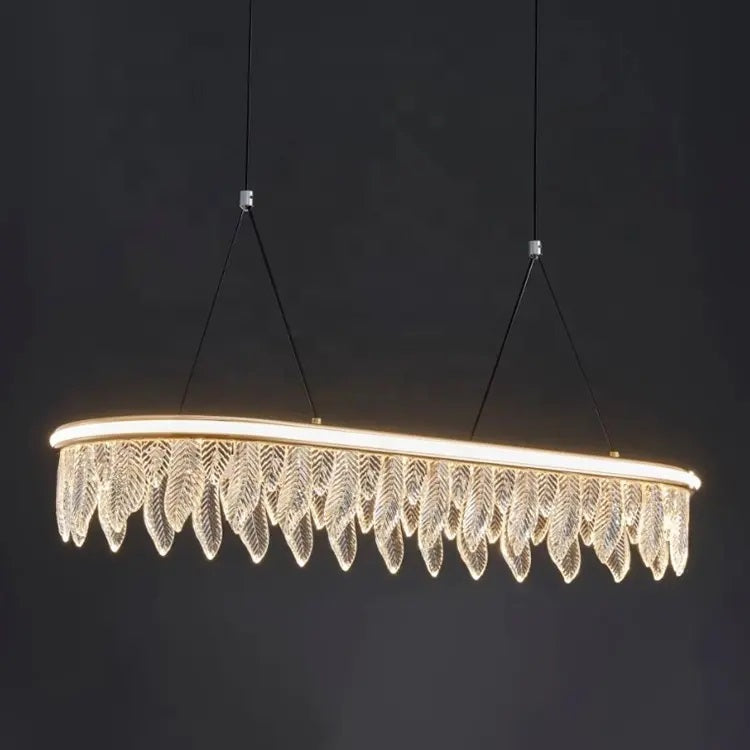 Modern LED crystal chandelier pendant ceiling lamp with gold finish for dining and living room