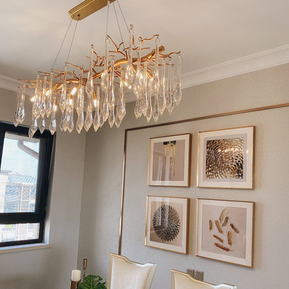 Gold crystal pendant chandelier modern luxury hanging lamp