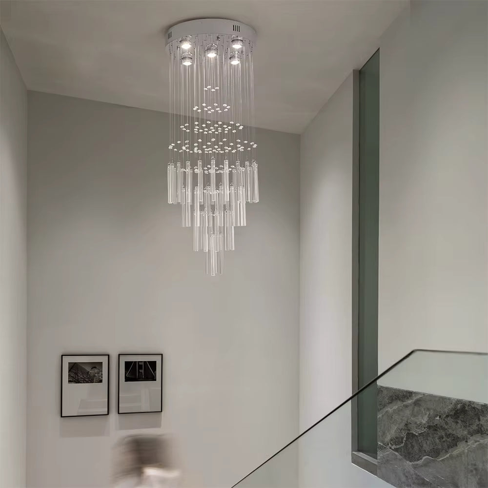 Crystal linear staircase chandelier for lobby