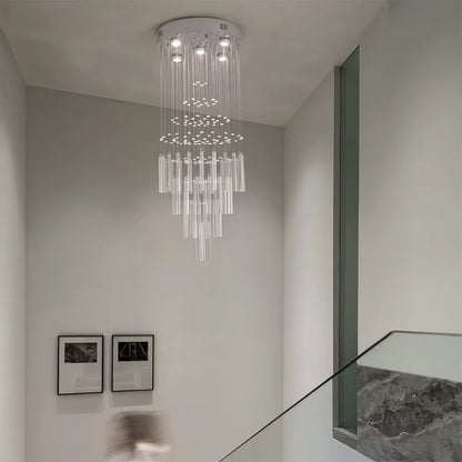 Crystal linear staircase chandelier for lobby