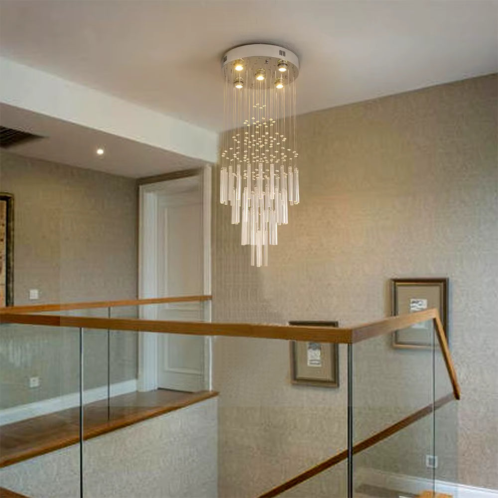 Crystal linear staircase chandelier for lobby