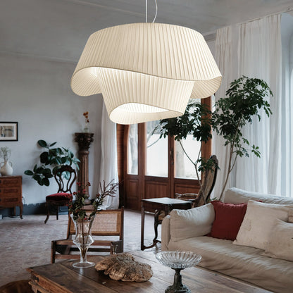 Noosa pleated pendant light, modern sculptural ceiling lamp, dimmable interior lighting