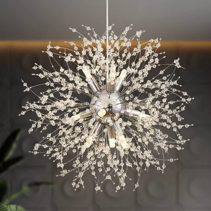 Modern round crystal dandelion pendant light
