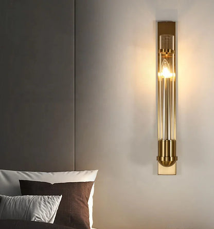 Tall crystal wall light