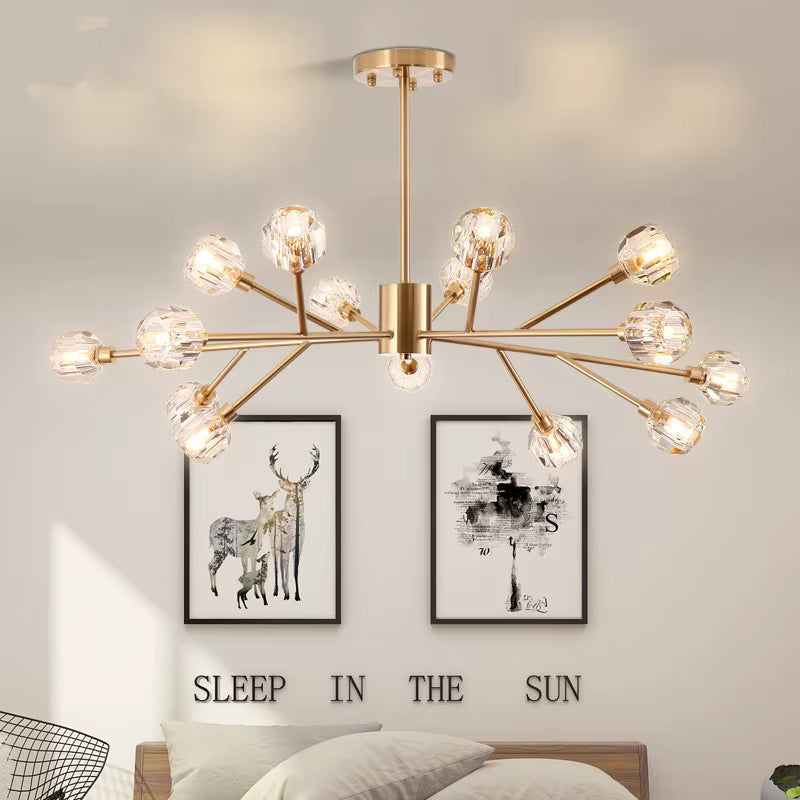 Golden sputnik asymmetric chandelier