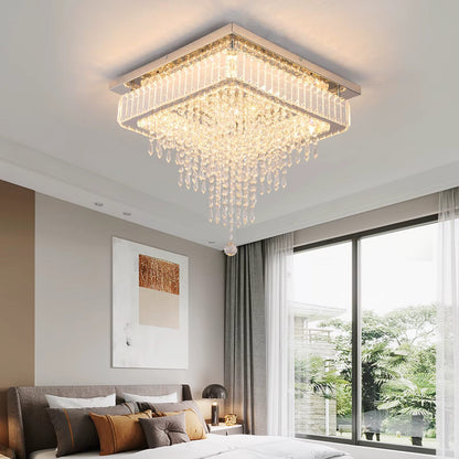 Square crystal ceiling light