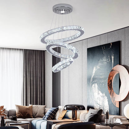 Crystal spiral pendant light