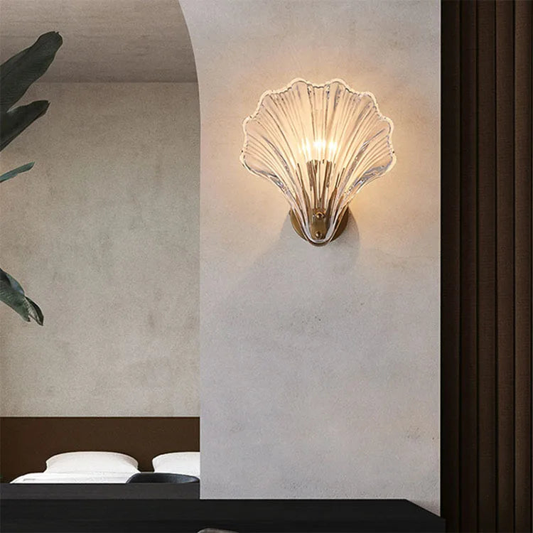 Shell glass wall light