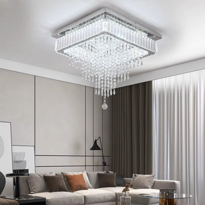Square crystal ceiling light