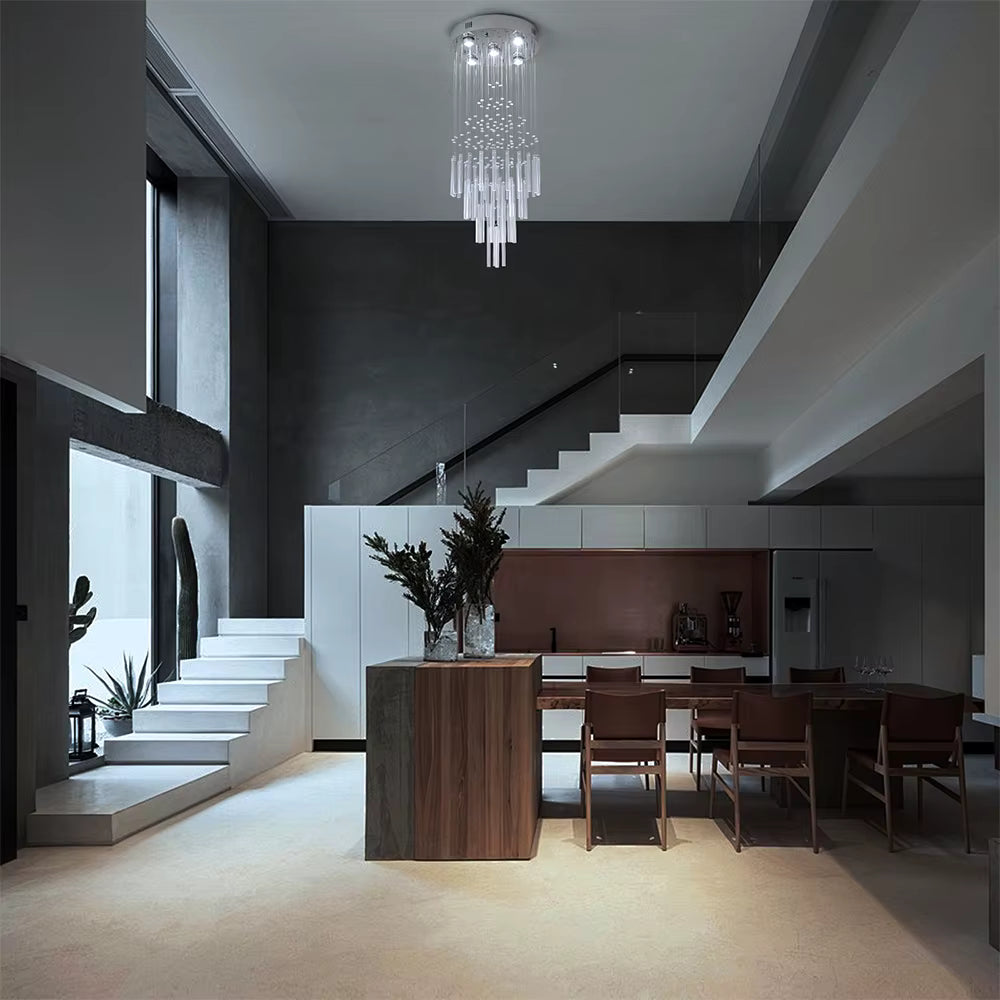 Crystal linear staircase chandelier for lobby