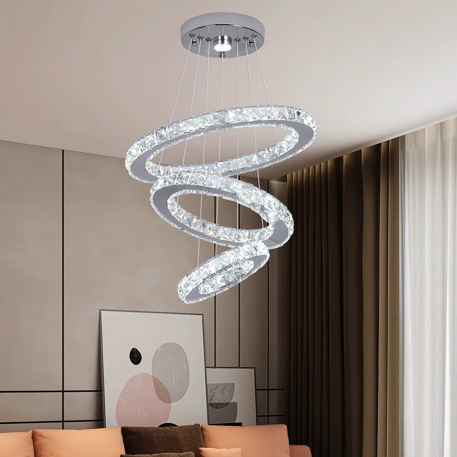 Crystal spiral pendant light