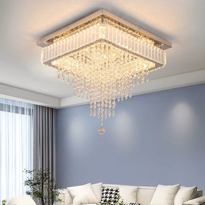 Square crystal ceiling light