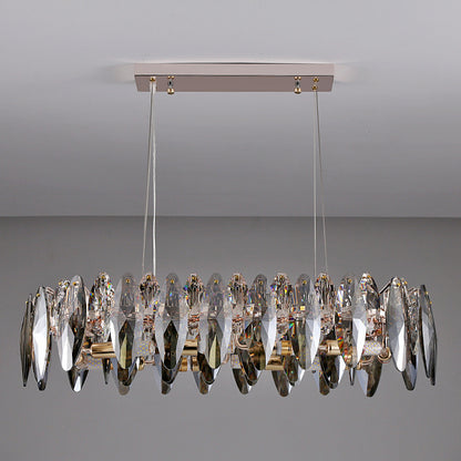 Luxury gold crystal chandelier with round pendant design for dining and living spaces