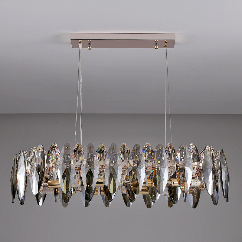 Luxury gold crystal chandelier with round pendant design for dining and living spaces