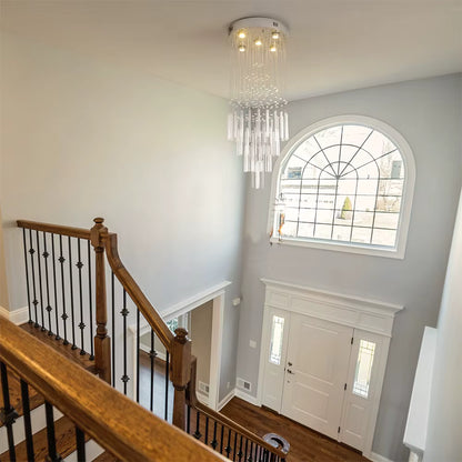 Crystal linear staircase chandelier for lobby