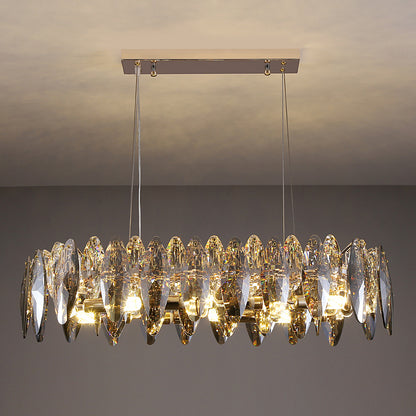 Luxury gold crystal chandelier with round pendant design for dining and living spaces