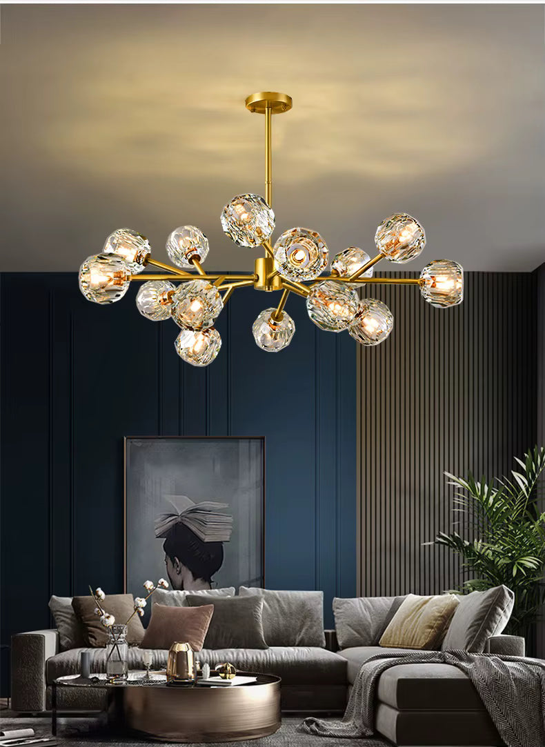 Golden sputnik asymmetric chandelier