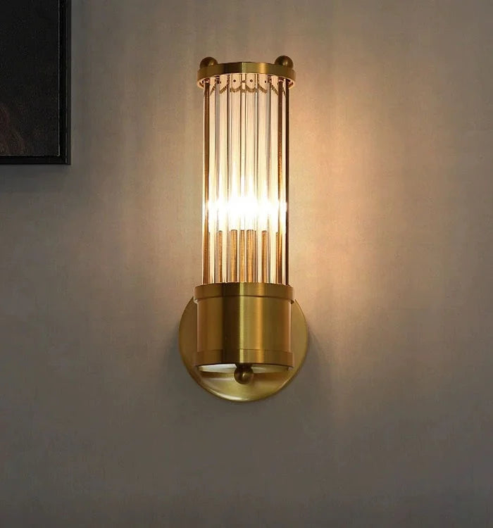 Gold crystal wall light