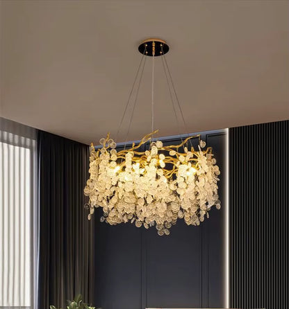 Modern golden tree-like crystal chandelier for living room and hallway