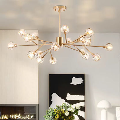 Golden sputnik asymmetric chandelier