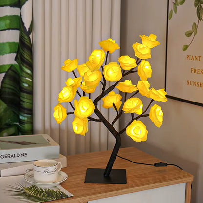 Warm led table lamp, modern design, cozy home decor