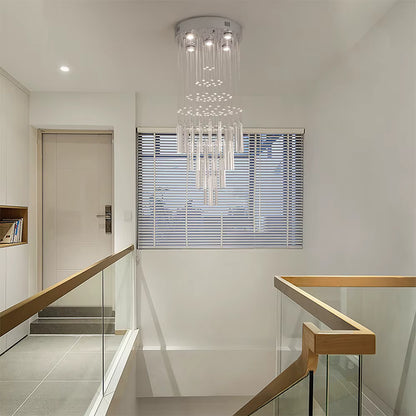 Crystal linear staircase chandelier for lobby