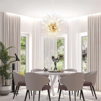 Modern round crystal dandelion pendant light