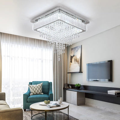 Square crystal ceiling light