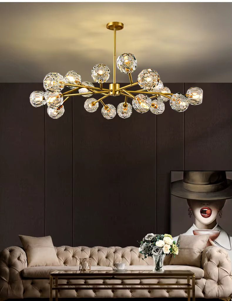Golden sputnik asymmetric chandelier