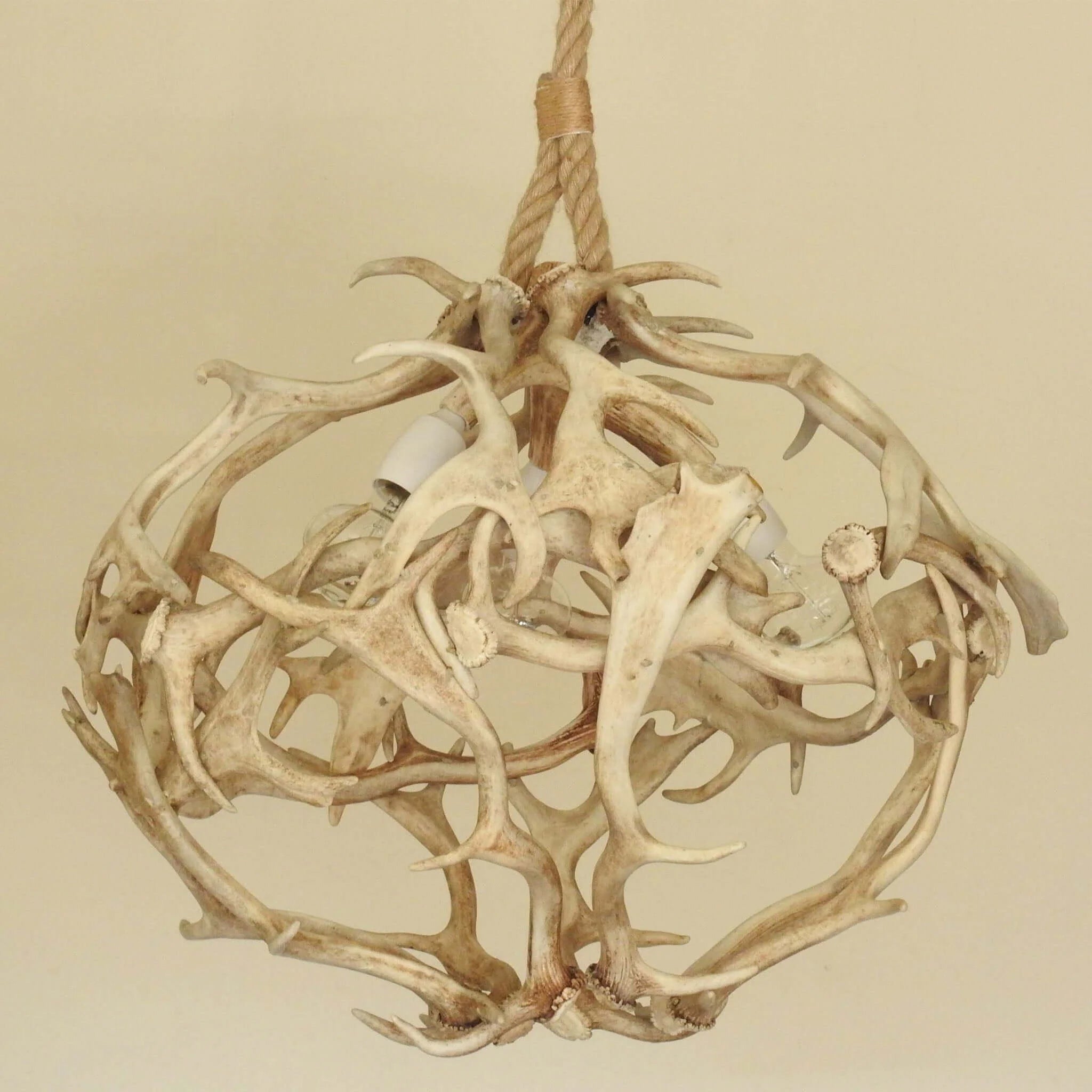 Real white ball antler chandelier