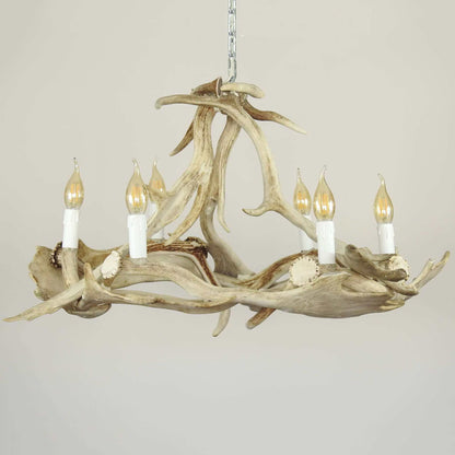 White modern fallow antler chandelier