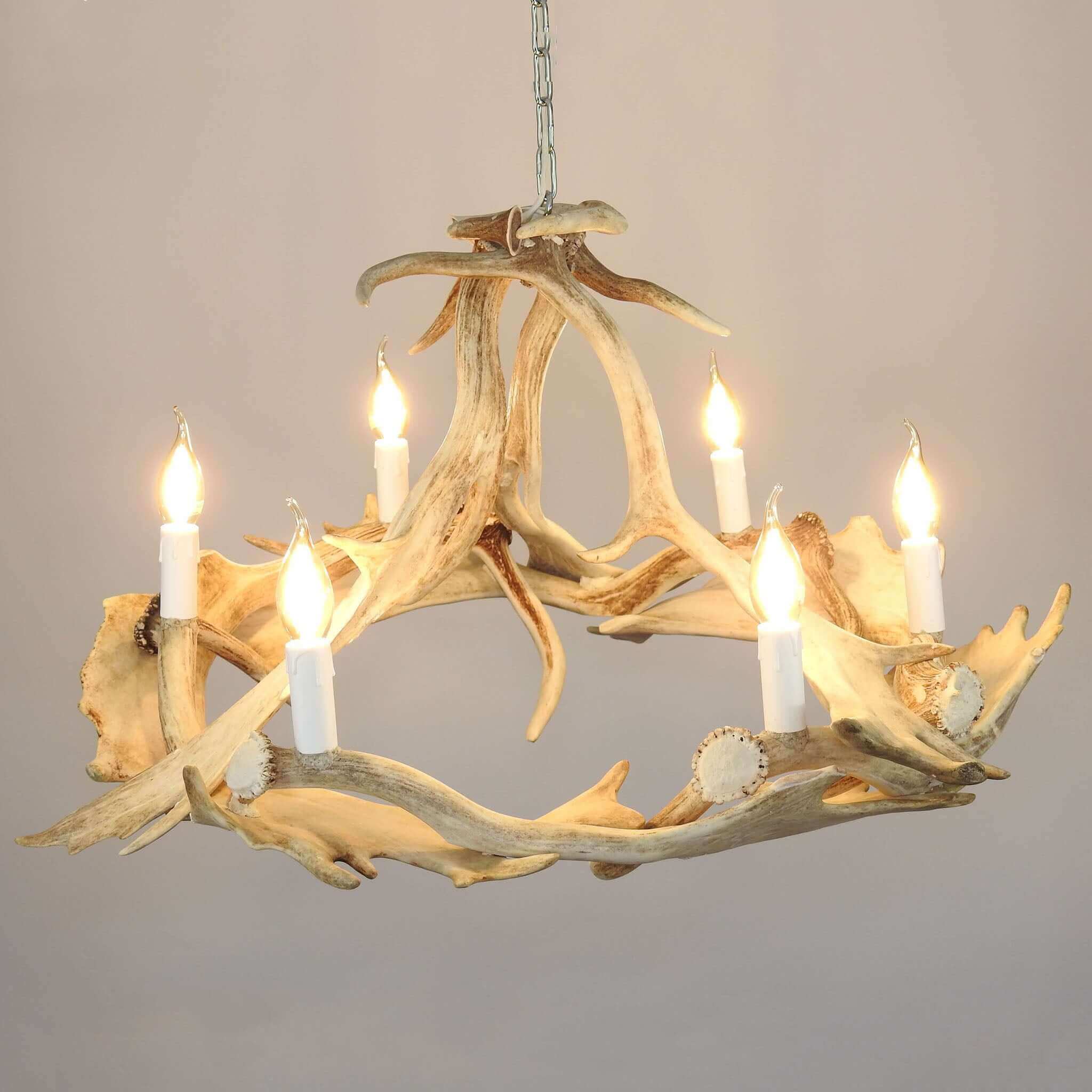 White modern fallow antler chandelier