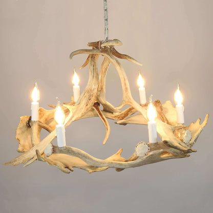 White modern fallow antler chandelier