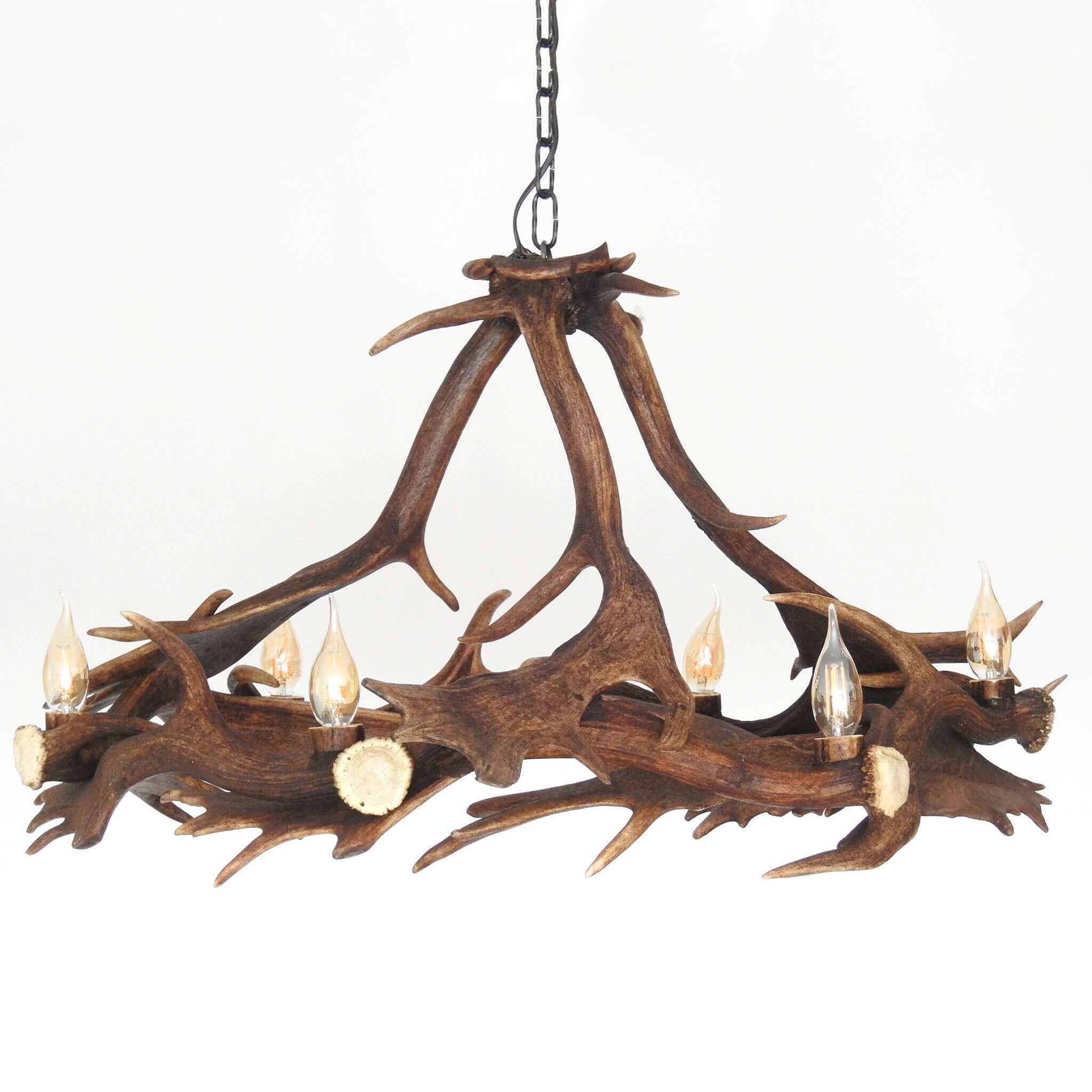 Real rustic antler chandelier with antler sockets