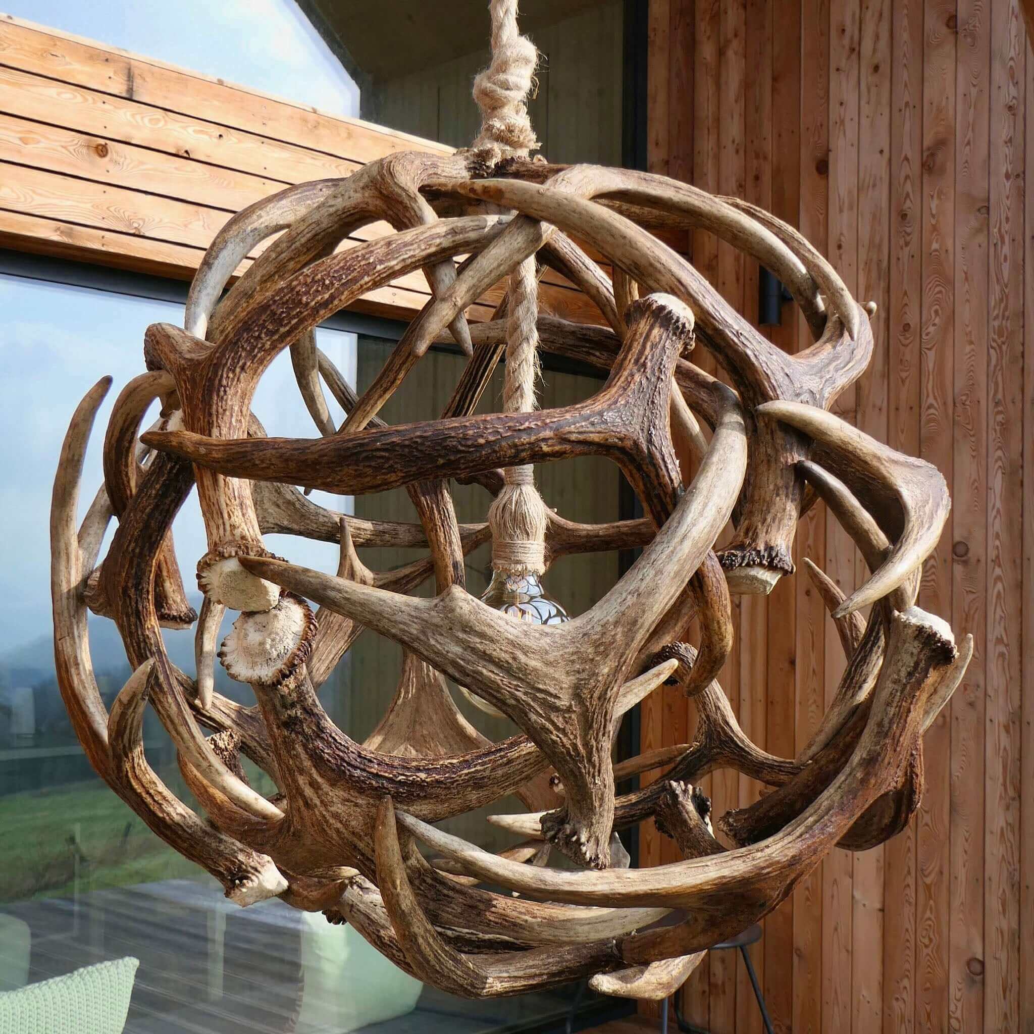 Real moose antler ball chandelier