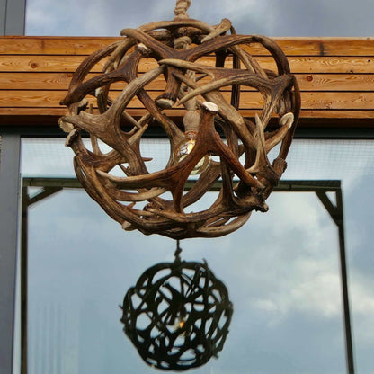 Real moose antler ball chandelier