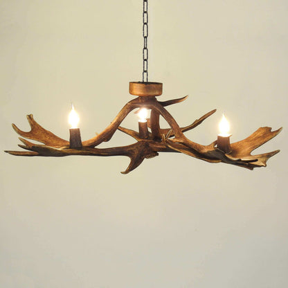 Real low ceiling antler chandelier with antler sockets