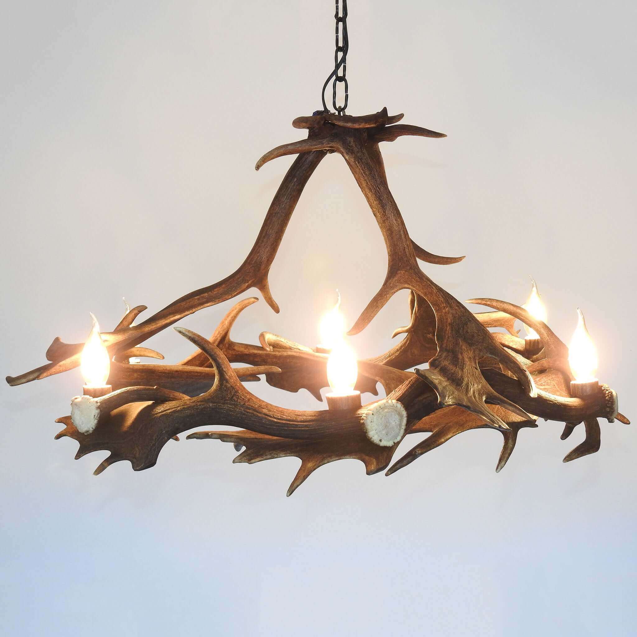 Real rustic antler chandelier with antler sockets