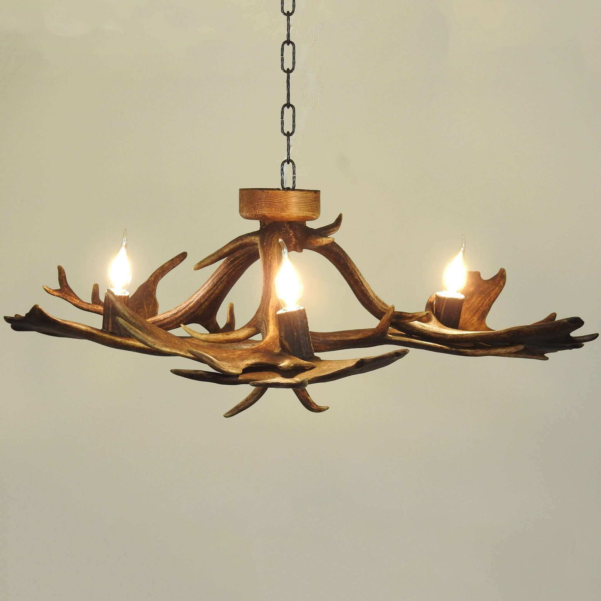 Real low ceiling antler chandelier with antler sockets